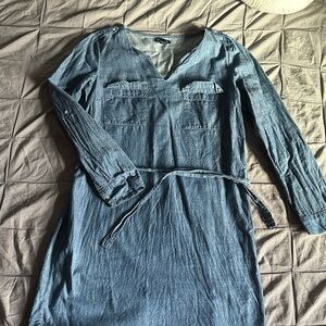 GAP Blue Long Sleeve Denim Dress